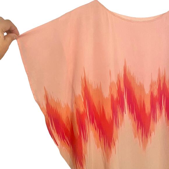 MARIE OLIVER Silk Kimono Mini Dress Small Blush Pink Orange Fuchsia Billowy READ - Picture 11 of 11